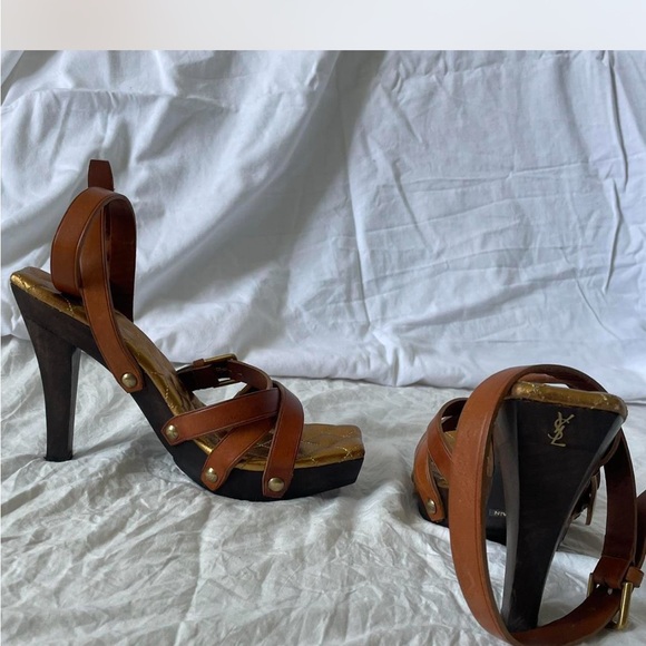 Yves Saint Laurent Women's Brown High Heel Sandals - Picture 1 of 5
